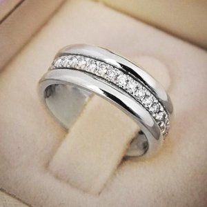 🎀 925 Silver Gold Plated Rings CZ Silver Rings For Women, HA4326-6